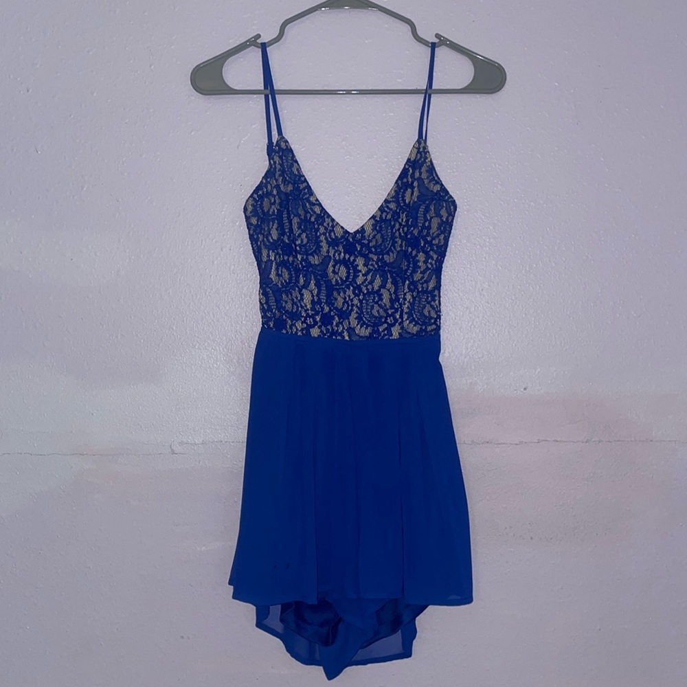 Blue Lace and Tan Romper